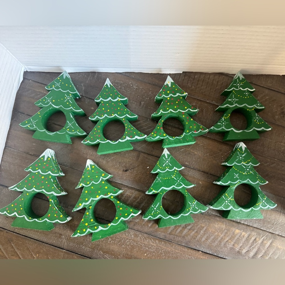 Wooden Christmas Tree Napkin Rings